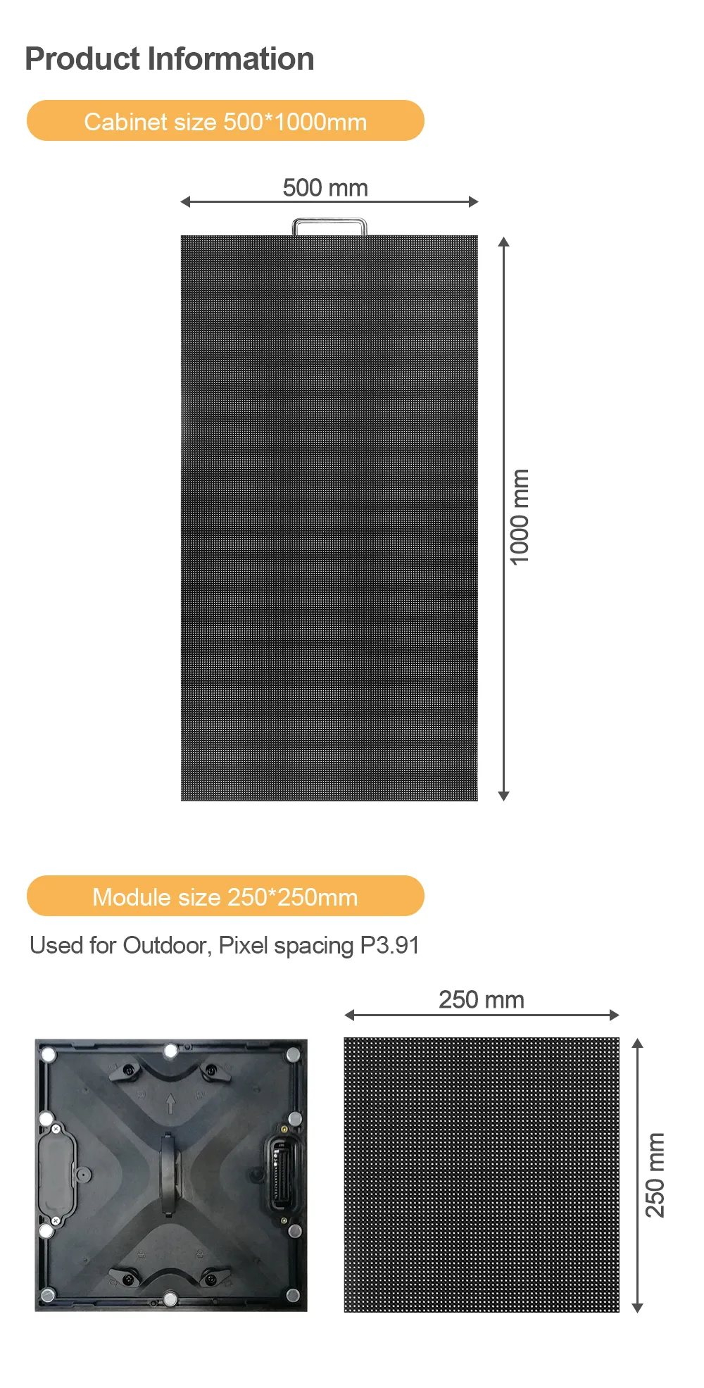P3.91 屋外用LEDディスプレイ 本体 P3.91屋外HD LEDディスプレイ500x1000mm LEDマトリックスパネル